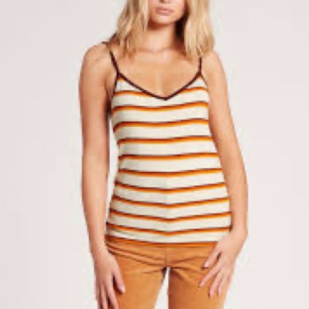 Volcom Orange and Cream Striped Top